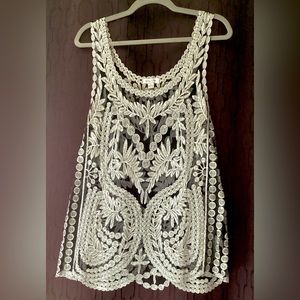 Sheer Embroidered Lace Tank